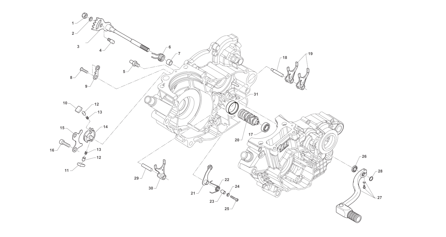 4T 250 FI MX DE 2012 A 2014 - MOTOR - MANDO CAMBIO